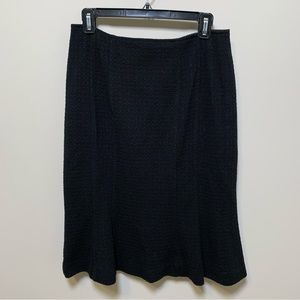 Nanette Lepore black textured trumpet midi skirt, size 6